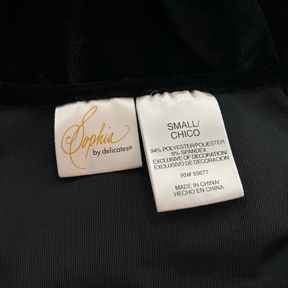 Sophia by Delicates x Vintage Elegant Velvet Gold Trimmed Slip Dress - Picture 9 of 9